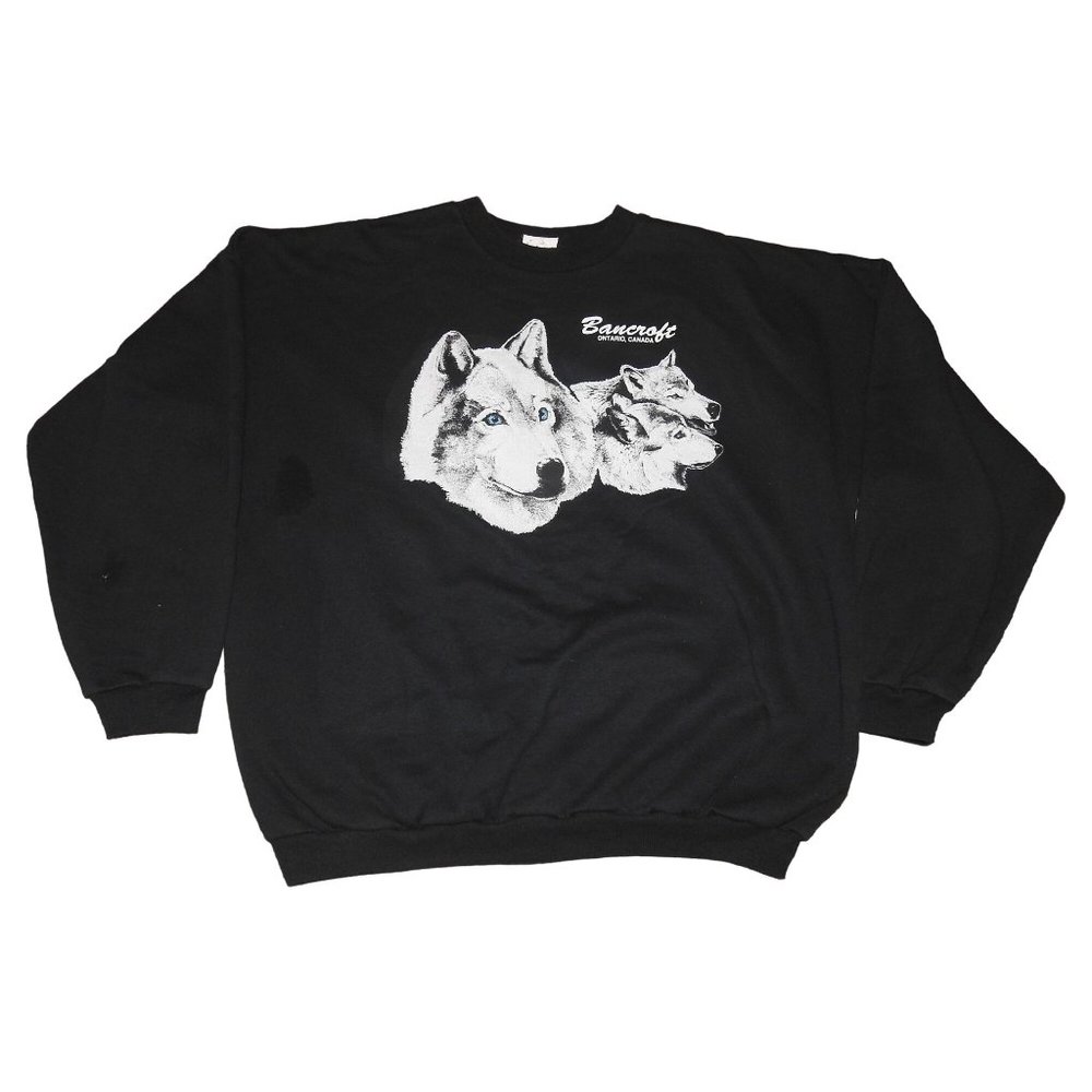 Vintage 1990s Bancroft, ON Canada Wolves Crew Neck Pullover Sweatshirt Men's XL
